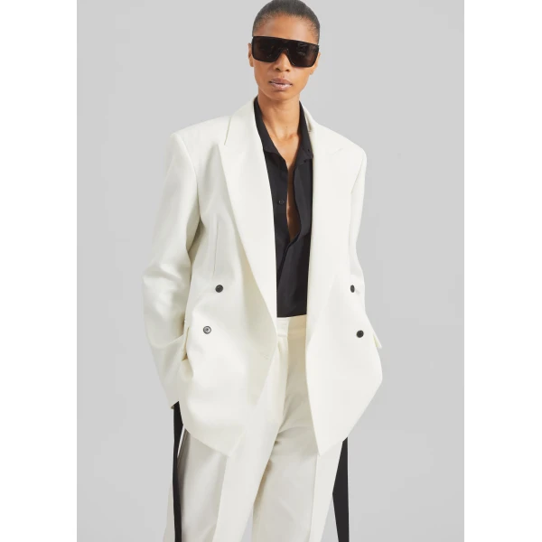 The Frankie Shop Newark Double Breasted Blazer – Ivory, view 8