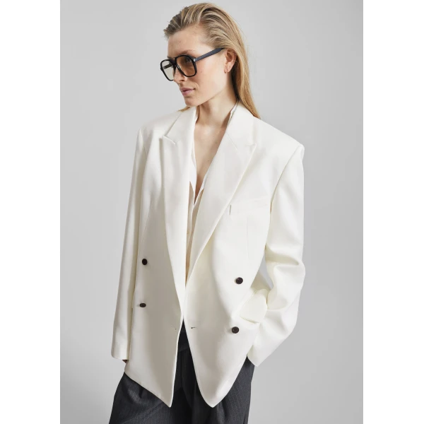 The Frankie Shop Newark Double Breasted Blazer – Ivory, view 9