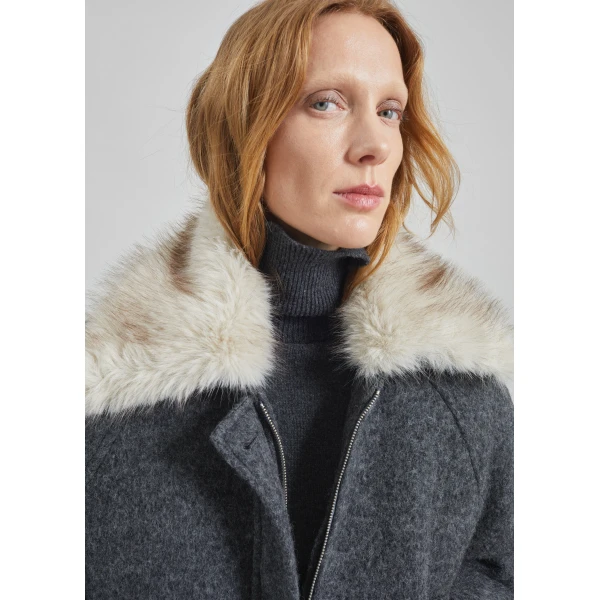 The Frankie Shop Nyborg Wool Quilted Jacket – Dark Grey, view 6
