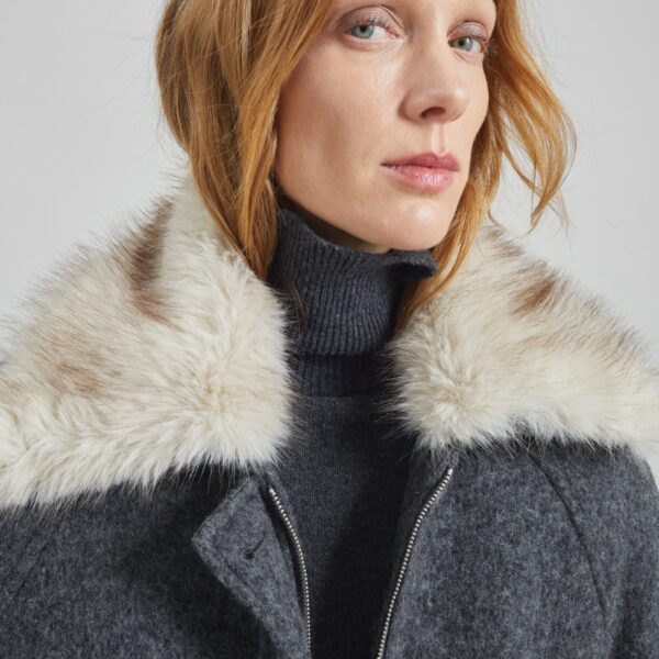 The Frankie Shop Nyborg Wool Quilted Jacket - Dark Grey - Oversized Minimalist Jackets in Grey - Shop at Coveti