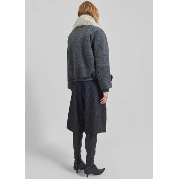 The Frankie Shop Nyborg Wool Quilted Jacket – Dark Grey, view 8