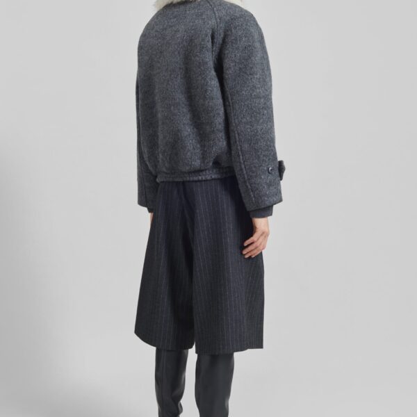The Frankie Shop Nyborg Wool Quilted Jacket - Dark Grey - Oversized Minimalist Jackets in Grey - Shop at Coveti