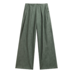 The Frankie Shop Olivet Faux Leather Trousers - Moss Green - Oversized Minimalist Pants in Green - Shop at Coveti