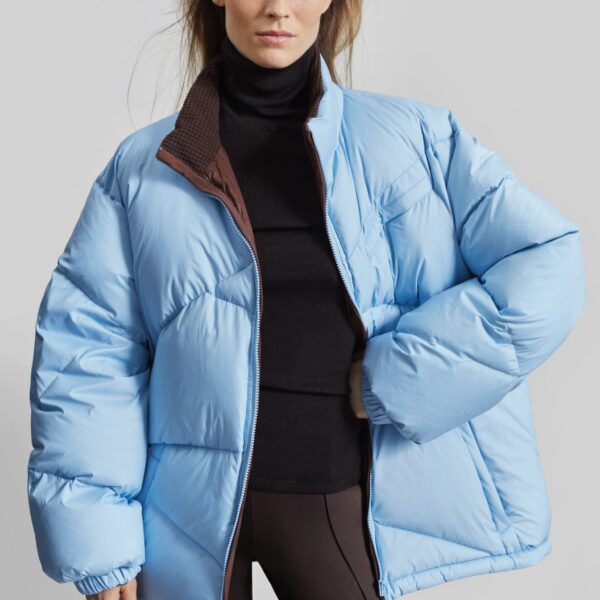 The Frankie Shop Orino Oversized Puffer Jacket - Blue - Oversized Minimalist Jackets in Blue - Shop at Coveti