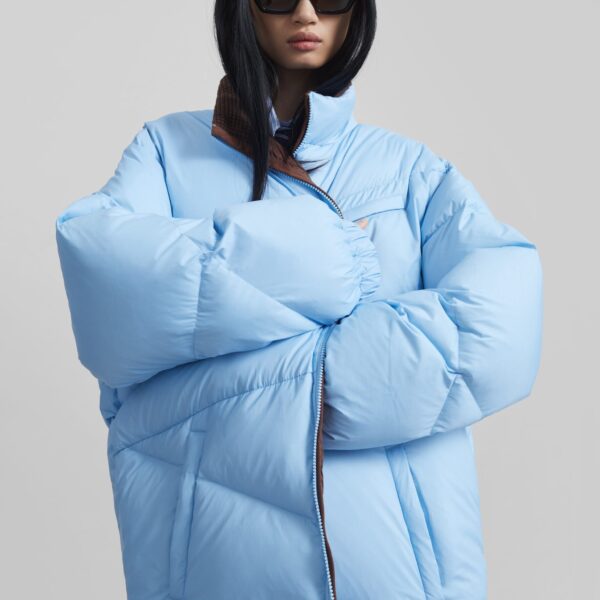 The Frankie Shop Orino Oversized Puffer Jacket - Blue - Oversized Minimalist Jackets in Blue - Shop at Coveti