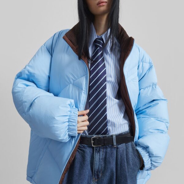 The Frankie Shop Orino Oversized Puffer Jacket - Blue - Oversized Minimalist Jackets in Blue - Shop at Coveti