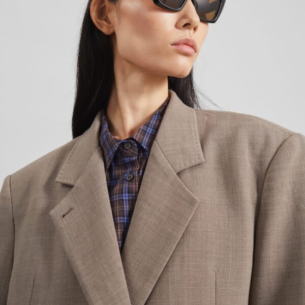 The Frankie Shop Orsta Wool Coat - Beige - Oversized Minimalist Coats in Beige - Shop at Coveti