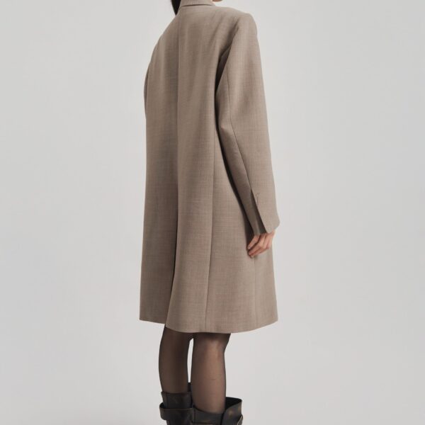 The Frankie Shop Orsta Wool Coat - Beige - Oversized Minimalist Coats in Beige - Shop at Coveti