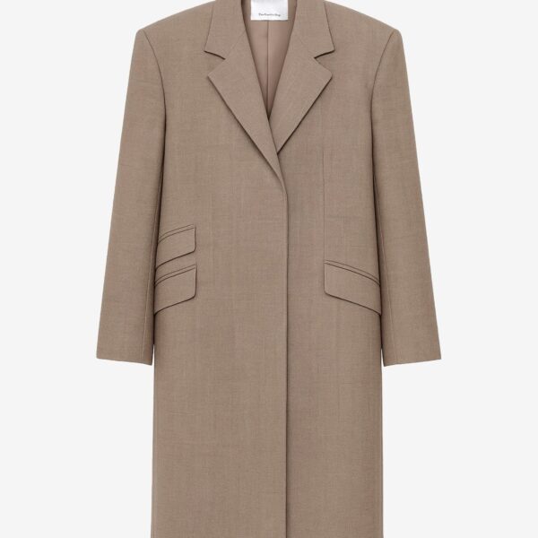 The Frankie Shop Orsta Wool Coat - Beige - Oversized Minimalist Coats in Beige - Shop at Coveti