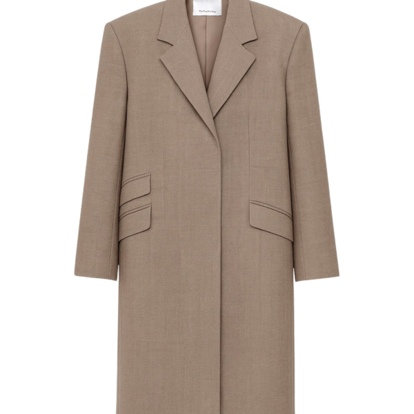 The Frankie Shop Orsta Wool Coat - Beige - Oversized Minimalist Coats in Beige - Shop at Coveti