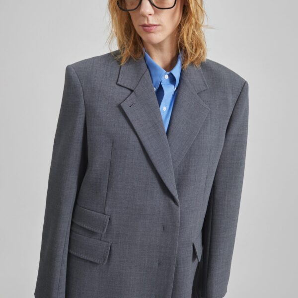 The Frankie Shop Orsta Wool Coat - Grey - Oversized Minimalist Coats in Grey - Shop at Coveti