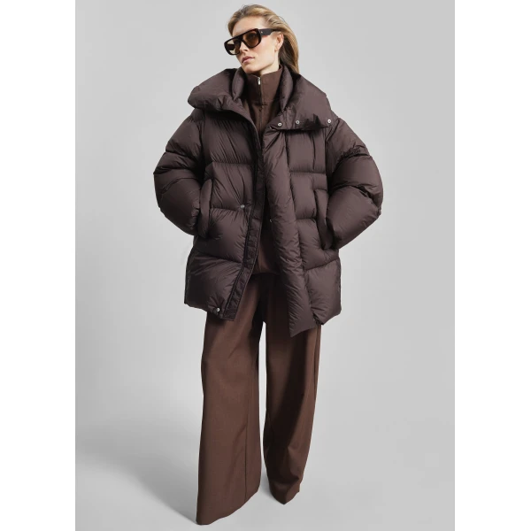 The Frankie Shop Ortler Puffer Jacket – Brown, view 4