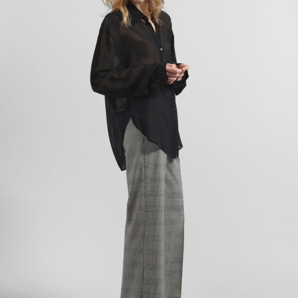 The Frankie Shop Peri Georgette Shirt - Black - Oversized Minimalist Tops in Black - Shop at Coveti