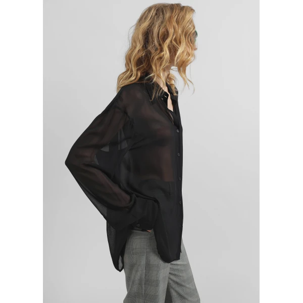 The Frankie Shop Peri Georgette Shirt – Black, view 4