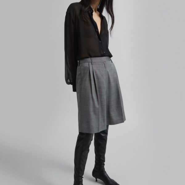 The Frankie Shop Peri Georgette Shirt - Black - Oversized Minimalist Tops in Black - Shop at Coveti