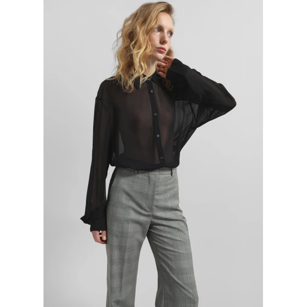 The Frankie Shop Peri Georgette Shirt – Black, view 7