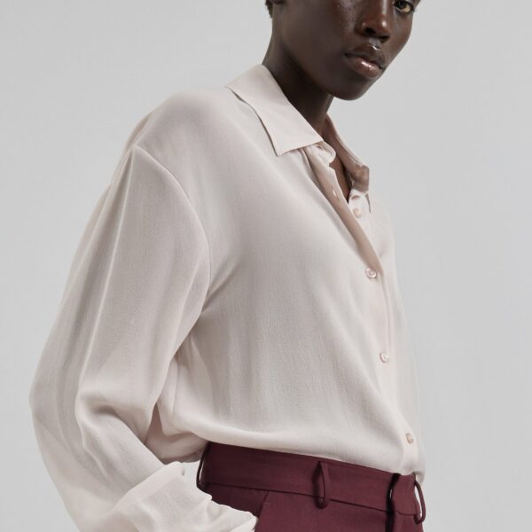 The Frankie Shop Peri Georgette Shirt - Faded Pink - Oversized Minimalist Tops in Pink - Shop at Coveti