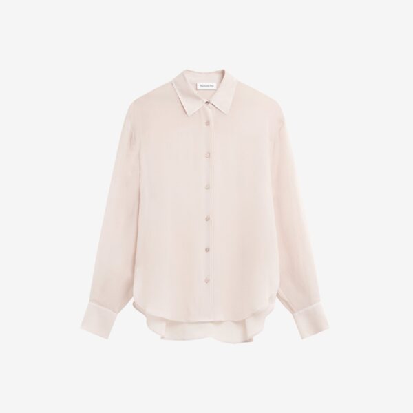 The Frankie Shop Peri Georgette Shirt - Faded Pink - Oversized Minimalist Tops in Pink - Shop at Coveti