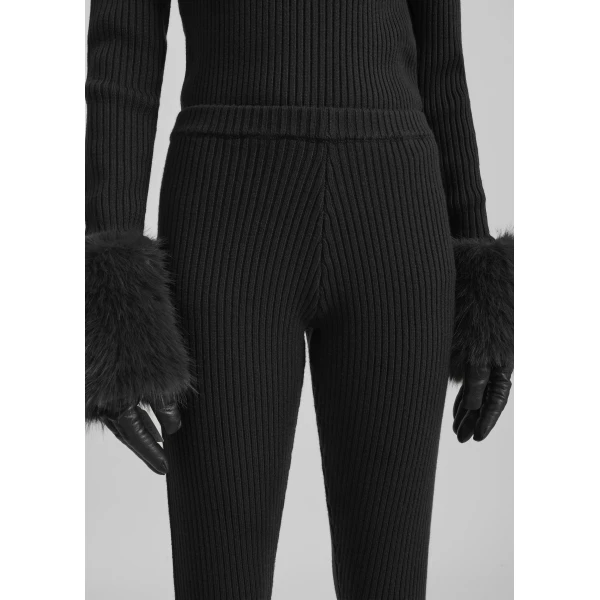 The Frankie Shop Piuma Knit Stirrup Leggings – Black, view 7