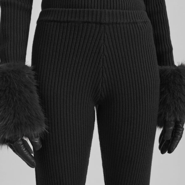 The Frankie Shop Piuma Knit Stirrup Leggings - Black - Oversized Minimalist Pants in Black - Shop at Coveti