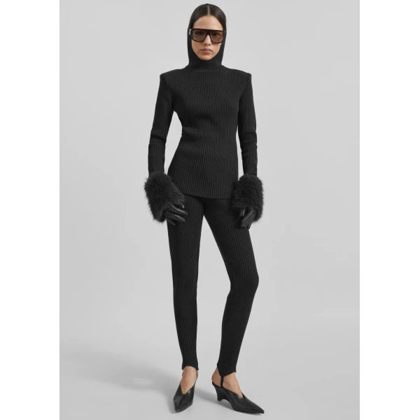 The Frankie Shop Piuma Knit Stirrup Leggings – Black, view 8