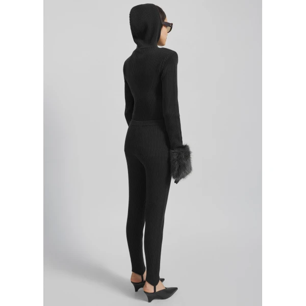 The Frankie Shop Piuma Knit Stirrup Leggings – Black, view 9