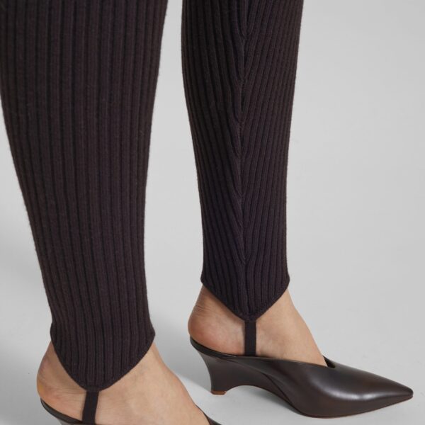 The Frankie Shop Piuma Knit Stirrup Leggings - Brown - Oversized Minimalist Pants in Brown - Shop at Coveti