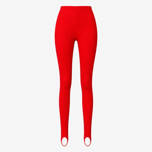 The Frankie Shop Piuma Knit Stirrup Leggings - Red - Oversized Minimalist Pants in Red - Shop at Coveti