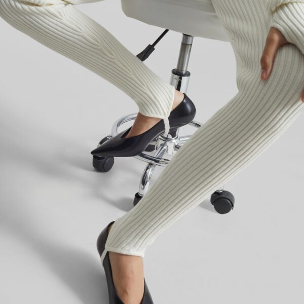 The Frankie Shop Piuma Knit Stirrup Leggings - White - Oversized Minimalist Pants in White - Shop at Coveti