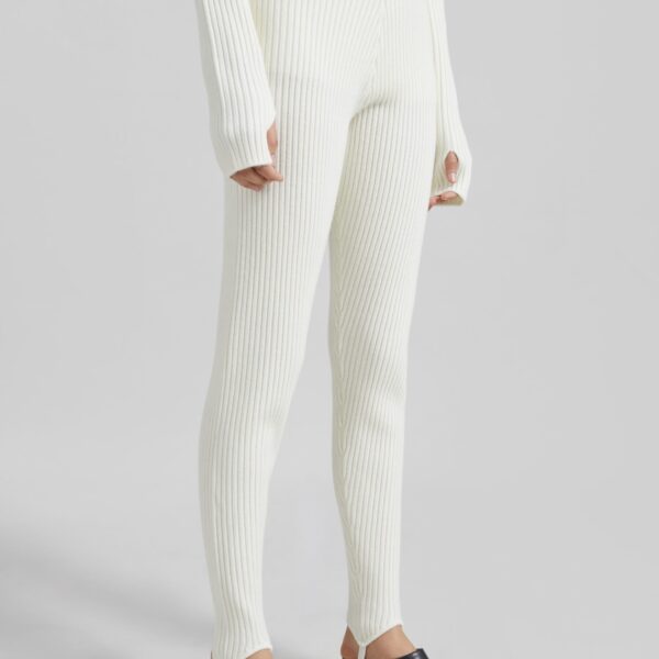 The Frankie Shop Piuma Knit Stirrup Leggings - White - Oversized Minimalist Pants in White - Shop at Coveti