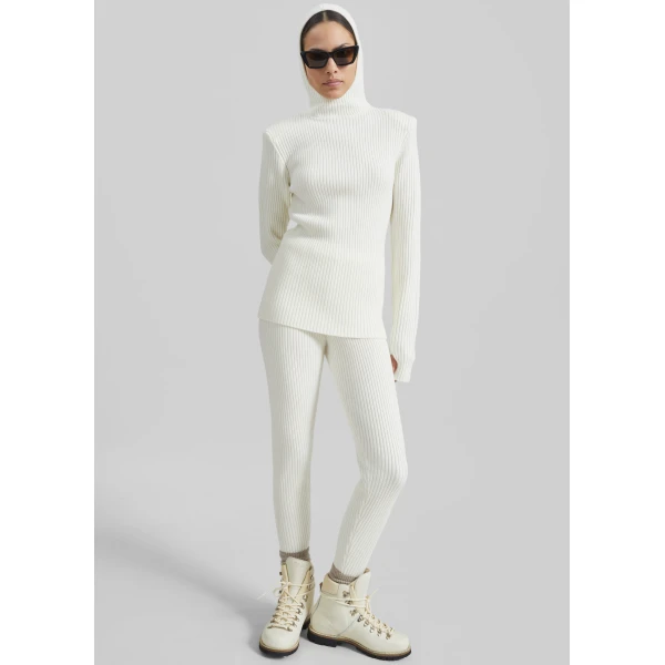 The Frankie Shop Piuma Knit Stirrup Leggings – White, view 7