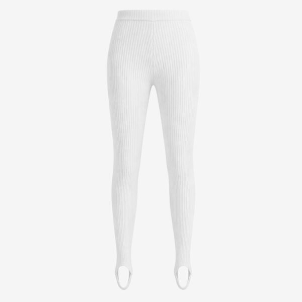 The Frankie Shop Piuma Knit Stirrup Leggings - White - Oversized Minimalist Pants in White - Shop at Coveti