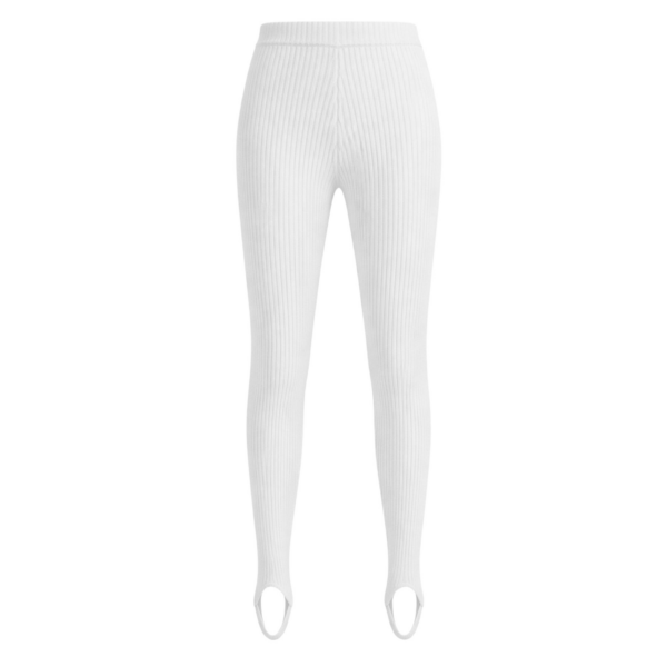 The Frankie Shop Piuma Knit Stirrup Leggings - White - Oversized Minimalist Pants in White - Shop at Coveti