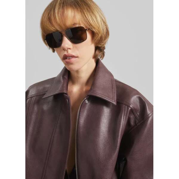 The Frankie Shop Prescott Faux Leather Jacket – Burgundy, view 6