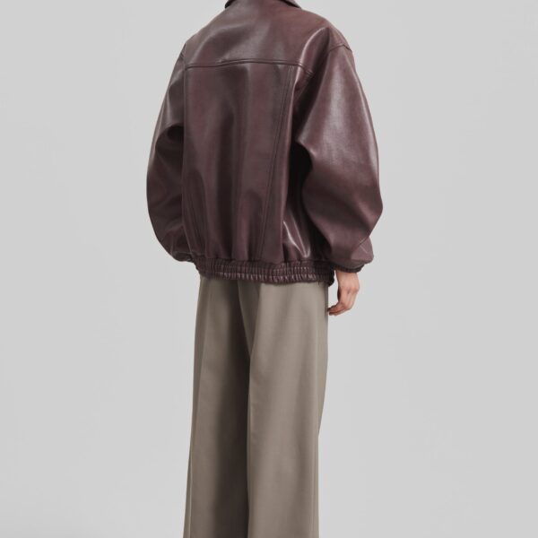 The Frankie Shop Prescott Faux Leather Jacket - Burgundy - Oversized Minimalist Jackets in Red - Shop at Coveti