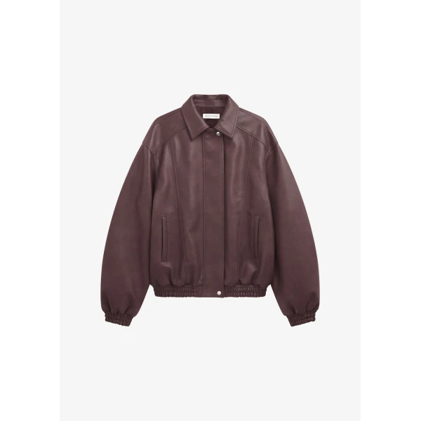 The Frankie Shop Prescott Faux Leather Jacket – Burgundy, view 8