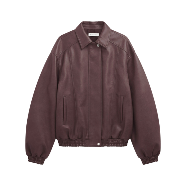 The Frankie Shop Prescott Faux Leather Jacket - Burgundy - Oversized Minimalist Jackets in Red - Shop at Coveti