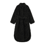The Frankie Shop Ravello Faux Shearling Robe Coat - Black - Oversized Minimalist Coats in Black - Shop at Coveti