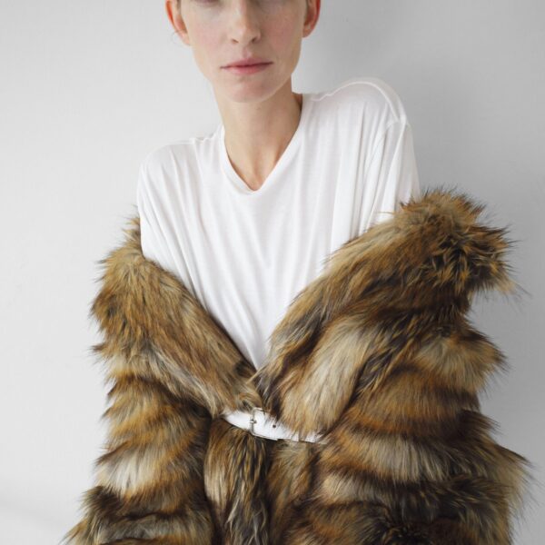 The Frankie Shop Rella Faux Fur Coat - Camel - Oversized Minimalist Coats in Brown - Shop at Coveti