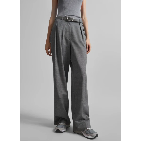 The Frankie Shop Ripley Pleated Trousers – Grey Melange, view 4