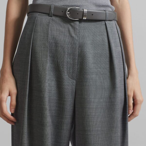 The Frankie Shop Ripley Pleated Trousers - Grey Melange - Oversized Minimalist Pants in Grey - Shop at Coveti