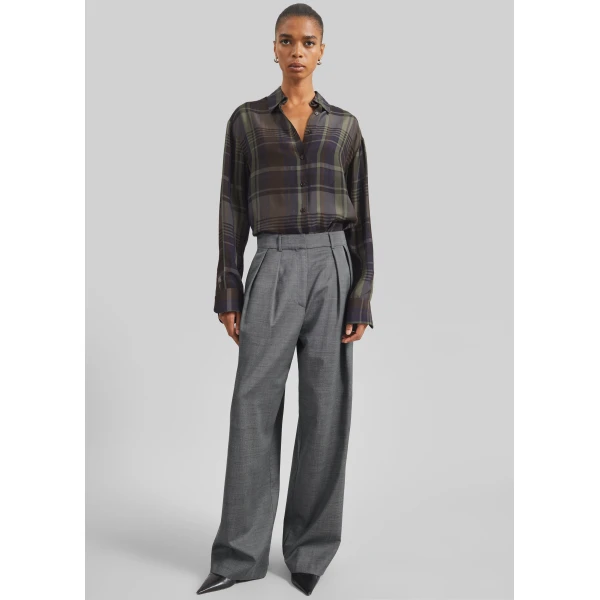 The Frankie Shop Ripley Pleated Trousers – Grey Melange, view 6