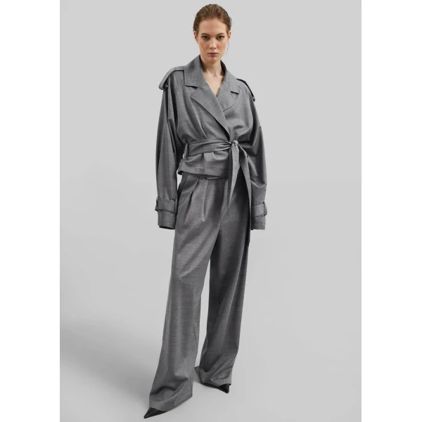 The Frankie Shop Ripley Pleated Trousers – Grey Melange, view 8