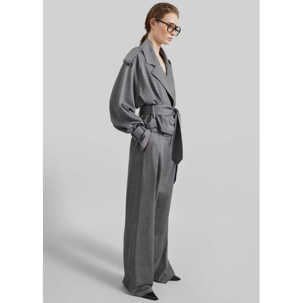 The Frankie Shop Ripley Pleated Trousers – Grey Melange, view 9