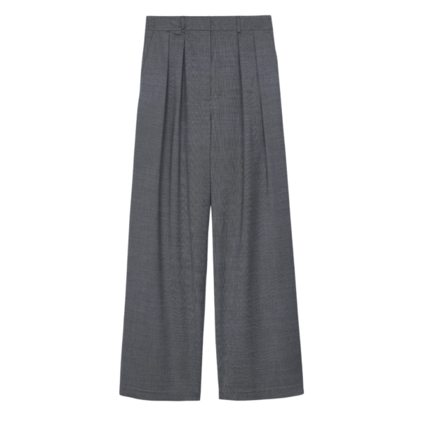 The Frankie Shop Ripley Pleated Trousers - Grey Melange - Oversized Minimalist Pants in Grey - Shop at Coveti