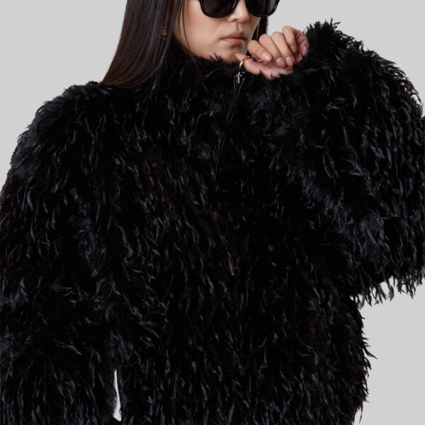 The Frankie Shop Rivee Faux Fur Pullover - Black - Oversized Minimalist Tops in Black - Shop at Coveti