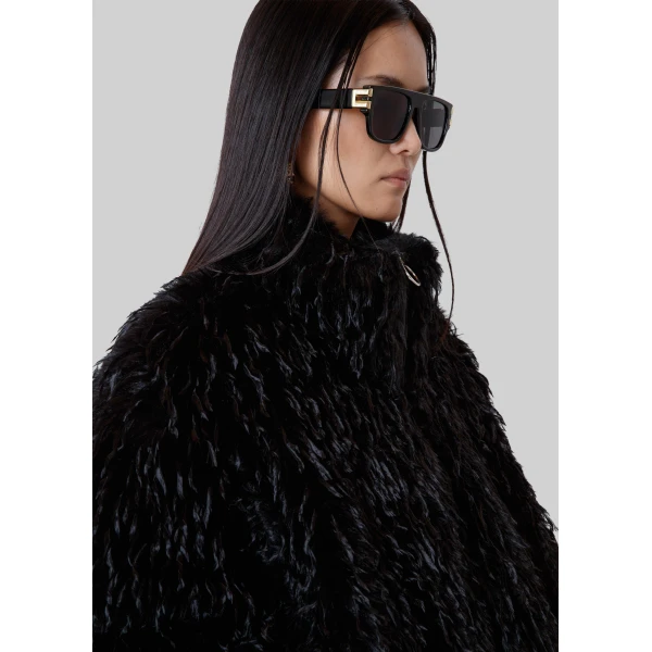 The Frankie Shop Rivee Faux Fur Pullover – Black Top, view 4