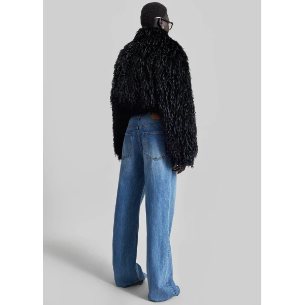 The Frankie Shop Rivee Faux Fur Pullover – Black Top, view 8