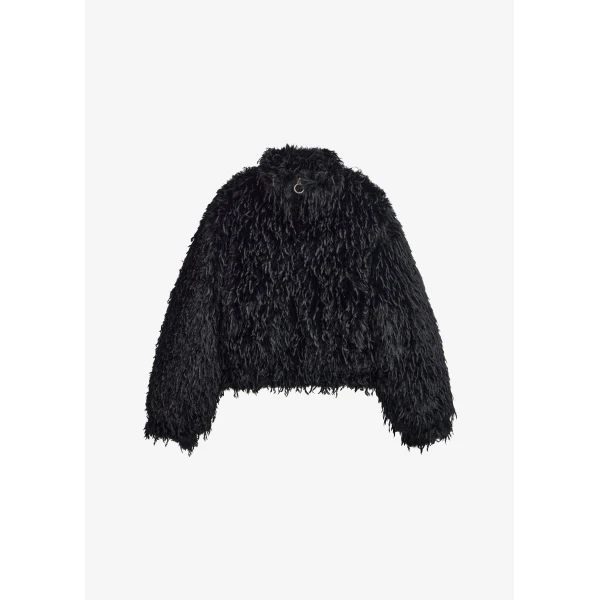 The Frankie Shop Rivee Faux Fur Pullover – Black Top, view 9