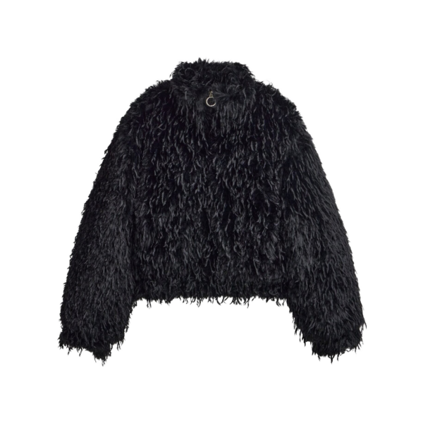 The Frankie Shop Rivee Faux Fur Pullover - Black - Oversized Minimalist Tops in Black - Shop at Coveti